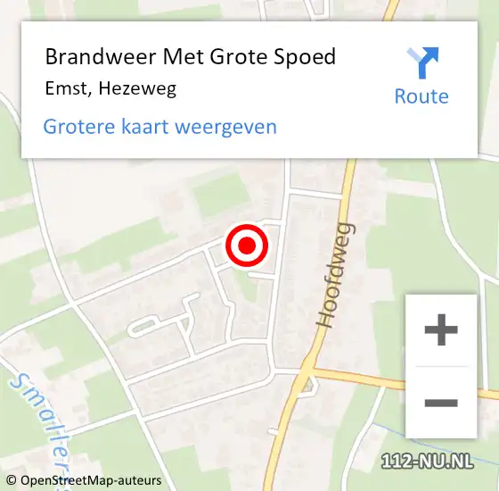 Locatie op kaart van de 112 melding: Brandweer Met Grote Spoed Naar Emst, Hezeweg op 6 december 2017 17:53