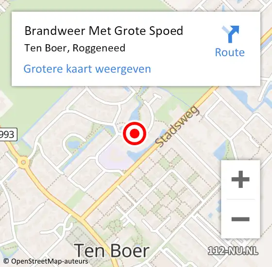 Locatie op kaart van de 112 melding: Brandweer Met Grote Spoed Naar Ten Boer, Roggeneed op 6 december 2017 17:53