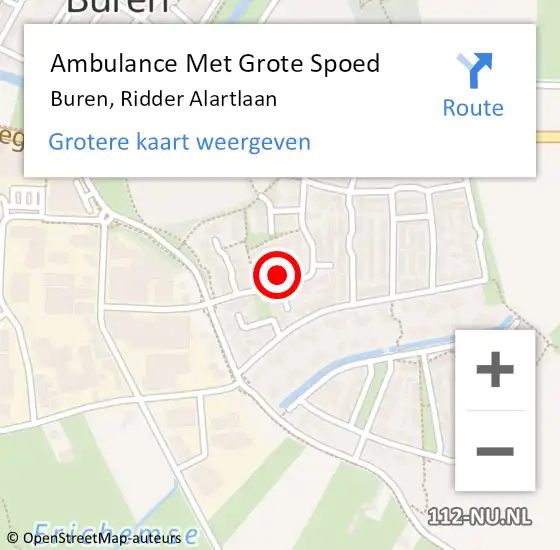 Locatie op kaart van de 112 melding: Ambulance Met Grote Spoed Naar Buren, Ridder Alartlaan op 6 december 2017 17:56