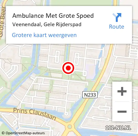 Locatie op kaart van de 112 melding: Ambulance Met Grote Spoed Naar Veenendaal, Gele Rijderspad op 6 december 2017 19:10