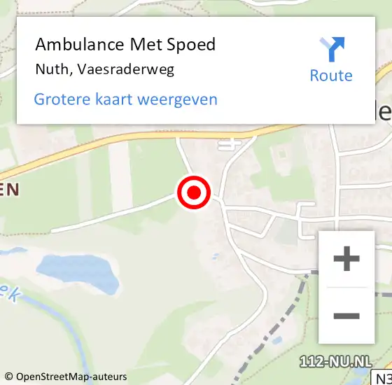 Locatie op kaart van de 112 melding: Ambulance Met Spoed Naar Nuth, Vaesraderweg op 8 februari 2014 23:10