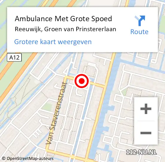 Locatie op kaart van de 112 melding: Ambulance Met Grote Spoed Naar Reeuwijk, Groen van Prinstererlaan op 6 december 2017 19:42