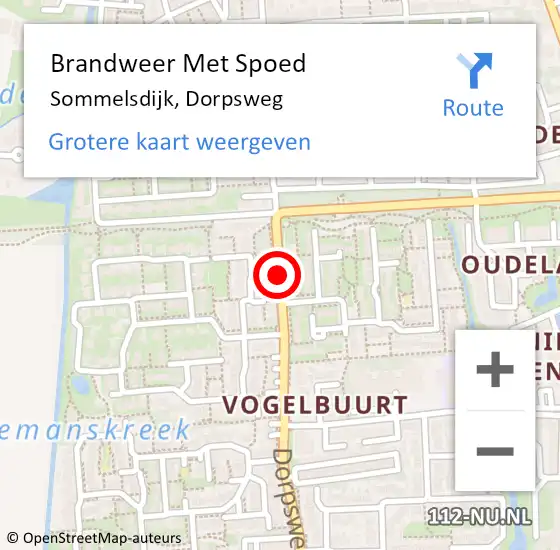 Locatie op kaart van de 112 melding: Brandweer Met Spoed Naar Sommelsdijk, Dorpsweg op 8 februari 2014 23:16