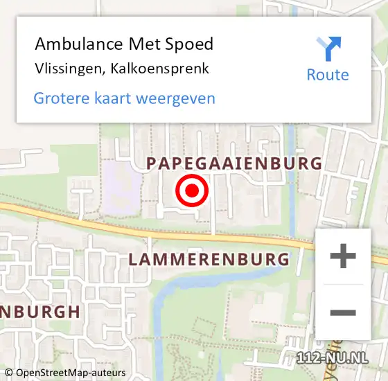 Locatie op kaart van de 112 melding: Ambulance Met Spoed Naar Vlissingen, Kalkoensprenk op 6 december 2017 20:31