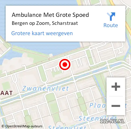 Locatie op kaart van de 112 melding: Ambulance Met Grote Spoed Naar Bergen op Zoom, Scharstraat op 6 december 2017 21:48