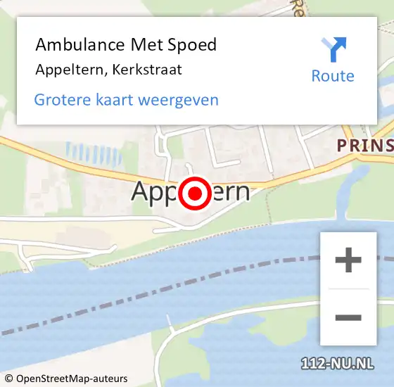 Locatie op kaart van de 112 melding: Ambulance Met Spoed Naar Appeltern, Kerkstraat op 6 december 2017 21:54