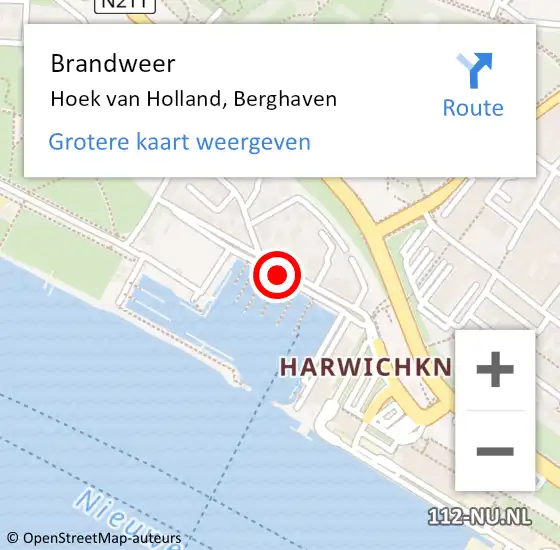Locatie op kaart van de 112 melding: Brandweer Hoek van Holland, Berghaven op 6 december 2017 22:02