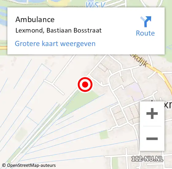 Locatie op kaart van de 112 melding: Ambulance Lexmond, Bastiaan Bosstraat op 7 december 2017 00:10