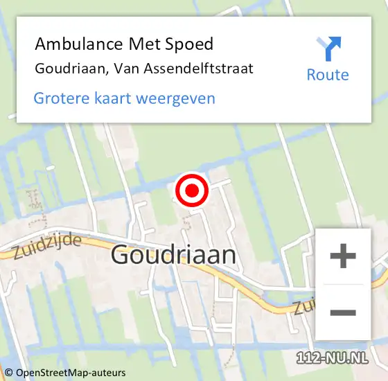 Locatie op kaart van de 112 melding: Ambulance Met Spoed Naar Goudriaan, Van Assendelftstraat op 7 december 2017 00:25