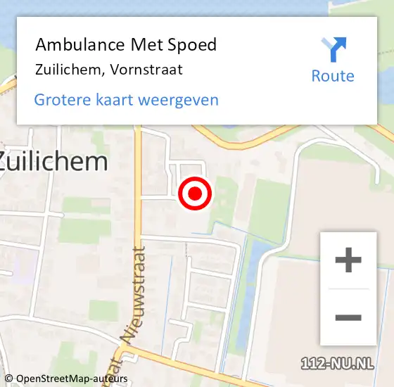 Locatie op kaart van de 112 melding: Ambulance Met Spoed Naar Zuilichem, Vornstraat op 7 december 2017 02:07