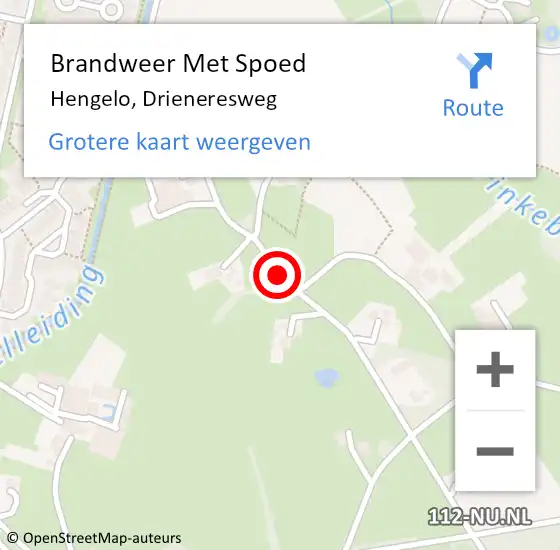 Locatie op kaart van de 112 melding: Brandweer Met Spoed Naar Hengelo, Drieneresweg op 7 december 2017 04:31