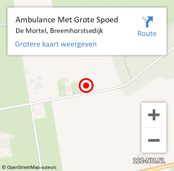 Locatie op kaart van de 112 melding: Ambulance Met Grote Spoed Naar De Mortel, Breemhorstsedijk op 7 december 2017 06:36