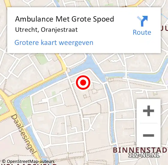 Locatie op kaart van de 112 melding: Ambulance Met Grote Spoed Naar Utrecht, Oranjestraat op 7 december 2017 08:09