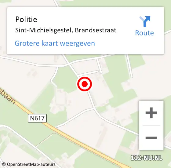 Locatie op kaart van de 112 melding: Politie Sint-Michielsgestel, Brandsestraat op 7 december 2017 08:10