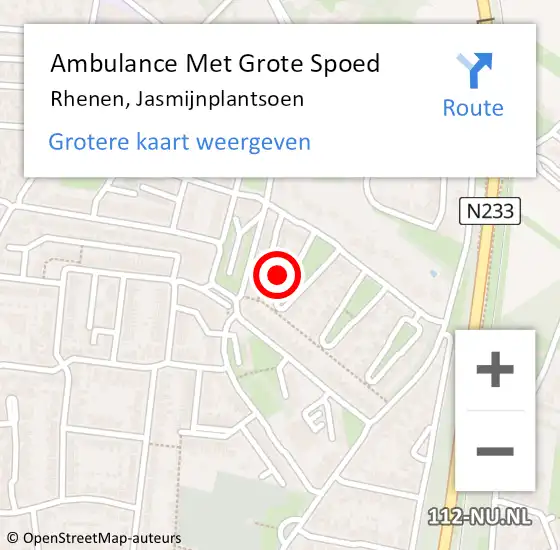 Locatie op kaart van de 112 melding: Ambulance Met Grote Spoed Naar Rhenen, Jasmijnplantsoen op 7 december 2017 08:28