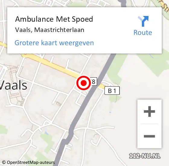 Locatie op kaart van de 112 melding: Ambulance Met Spoed Naar Vaals, Maastrichterlaan op 9 februari 2014 00:06