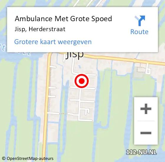 Locatie op kaart van de 112 melding: Ambulance Met Grote Spoed Naar Jisp, Herderstraat op 7 december 2017 09:52