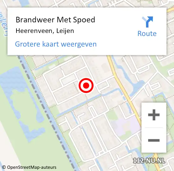 Locatie op kaart van de 112 melding: Brandweer Met Spoed Naar Heerenveen, Leijen op 7 december 2017 09:54