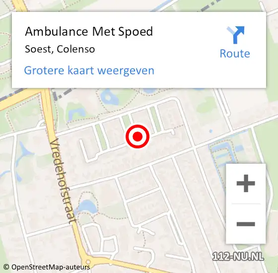 Locatie op kaart van de 112 melding: Ambulance Met Spoed Naar Soest, Colenso op 7 december 2017 10:03