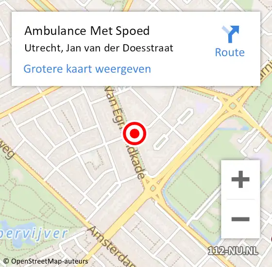 Locatie op kaart van de 112 melding: Ambulance Met Spoed Naar Utrecht, Jan van der Doesstraat op 7 december 2017 10:06