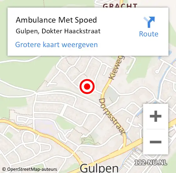 Locatie op kaart van de 112 melding: Ambulance Met Spoed Naar Gulpen, Dokter Haackstraat op 9 februari 2014 00:18