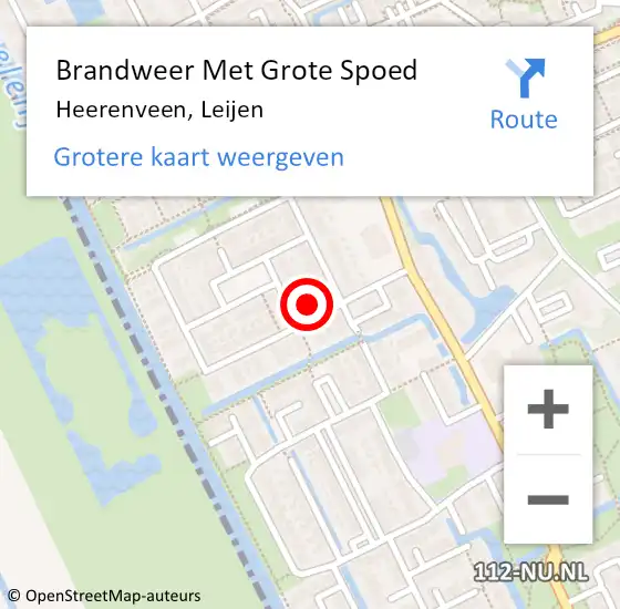 Locatie op kaart van de 112 melding: Brandweer Met Grote Spoed Naar Heerenveen, Leijen op 7 december 2017 10:10