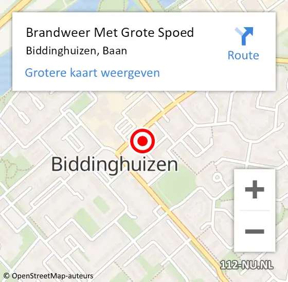 Locatie op kaart van de 112 melding: Brandweer Met Grote Spoed Naar Biddinghuizen, Baan op 7 december 2017 10:15