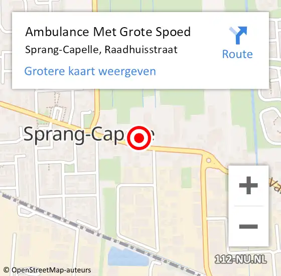 Locatie op kaart van de 112 melding: Ambulance Met Grote Spoed Naar Sprang-Capelle, Raadhuisstraat op 7 december 2017 10:17