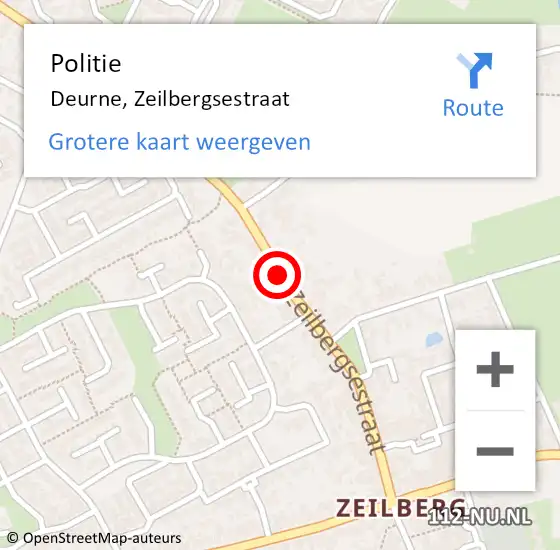 Locatie op kaart van de 112 melding: Politie Deurne, Zeilbergsestraat op 7 december 2017 10:59