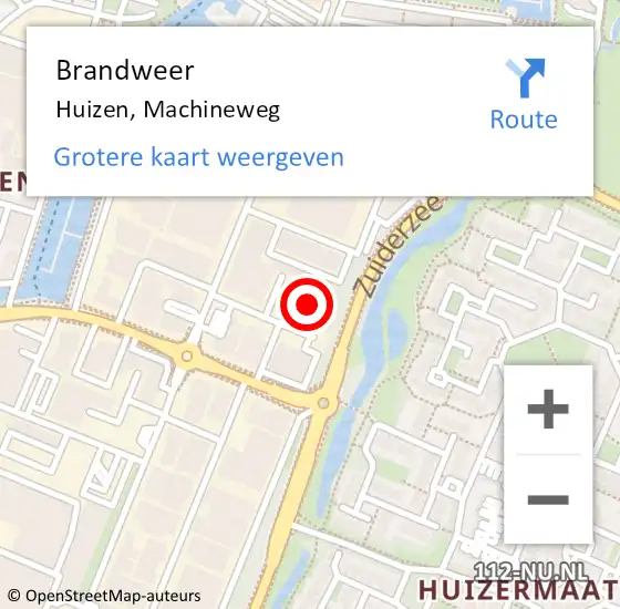 Locatie op kaart van de 112 melding: Brandweer Huizen, Machineweg op 7 december 2017 11:02