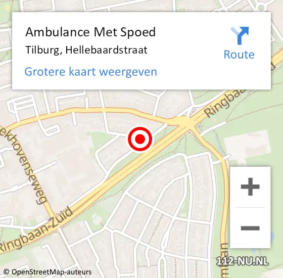 Locatie op kaart van de 112 melding: Ambulance Met Spoed Naar Tilburg, Hellebaardstraat op 7 december 2017 12:17