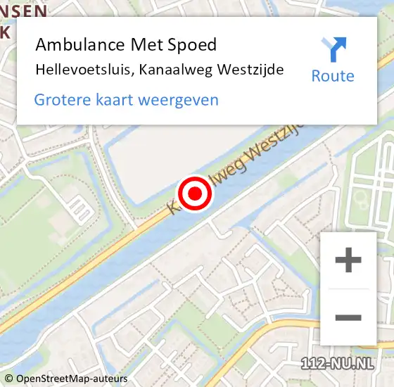 Locatie op kaart van de 112 melding: Ambulance Met Spoed Naar Hellevoetsluis, Kanaalweg Westzijde op 7 december 2017 12:41