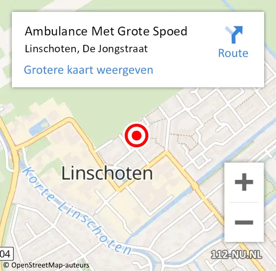 Locatie op kaart van de 112 melding: Ambulance Met Grote Spoed Naar Linschoten, De Jongstraat op 9 februari 2014 00:52