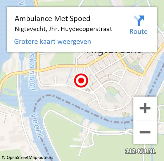 Locatie op kaart van de 112 melding: Ambulance Met Spoed Naar Nigtevecht, Jhr. Huydecoperstraat op 7 december 2017 12:49