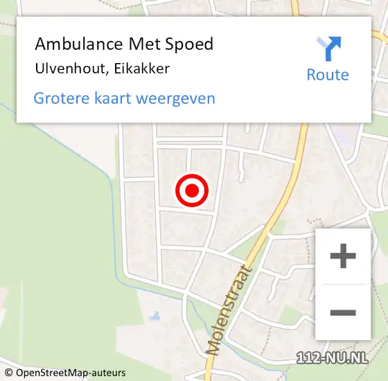 Locatie op kaart van de 112 melding: Ambulance Met Spoed Naar Ulvenhout, Eikakker op 7 december 2017 12:52