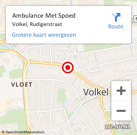 Locatie op kaart van de 112 melding: Ambulance Met Spoed Naar Volkel, Rudigerstraat op 7 december 2017 14:09