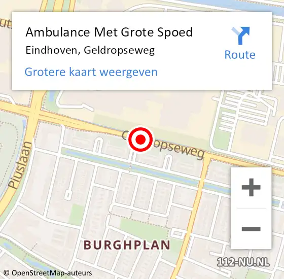 Locatie op kaart van de 112 melding: Ambulance Met Grote Spoed Naar Eindhoven, Geldropseweg op 7 december 2017 14:18