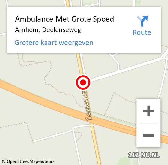 Locatie op kaart van de 112 melding: Ambulance Met Grote Spoed Naar Arnhem, Deelenseweg op 7 december 2017 14:48