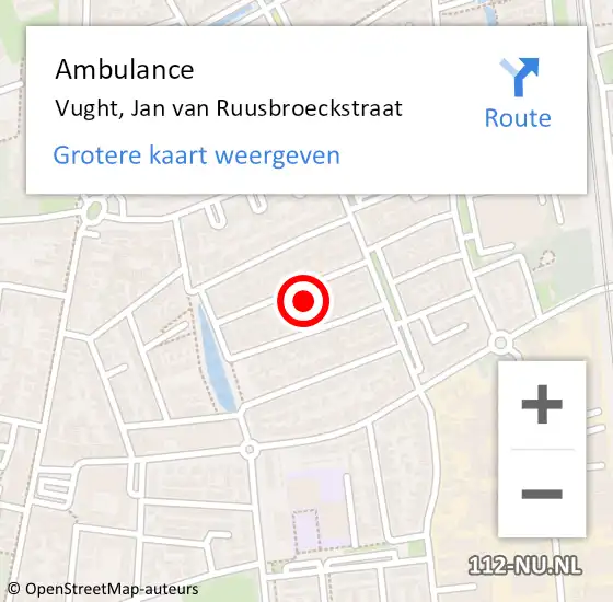 Locatie op kaart van de 112 melding: Ambulance Vught, Jan van Ruusbroeckstraat op 7 december 2017 15:04