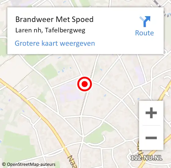 Locatie op kaart van de 112 melding: Brandweer Met Spoed Naar Laren nh, Tafelbergweg op 7 december 2017 15:12