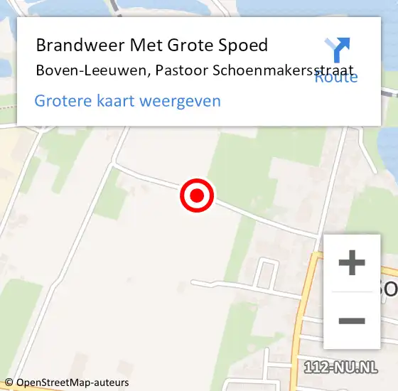 Locatie op kaart van de 112 melding: Brandweer Met Grote Spoed Naar Boven-Leeuwen, Pastoor Schoenmakersstraat op 7 december 2017 15:35