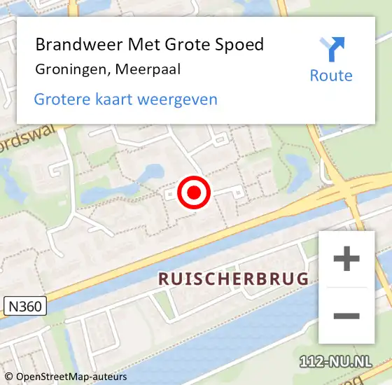 Locatie op kaart van de 112 melding: Brandweer Met Grote Spoed Naar Groningen, Meerpaal op 7 december 2017 15:43