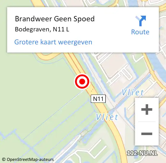 Locatie op kaart van de 112 melding: Brandweer Geen Spoed Naar Bodegraven, N11 L hectometerpaal: 19,9 op 7 december 2017 17:09