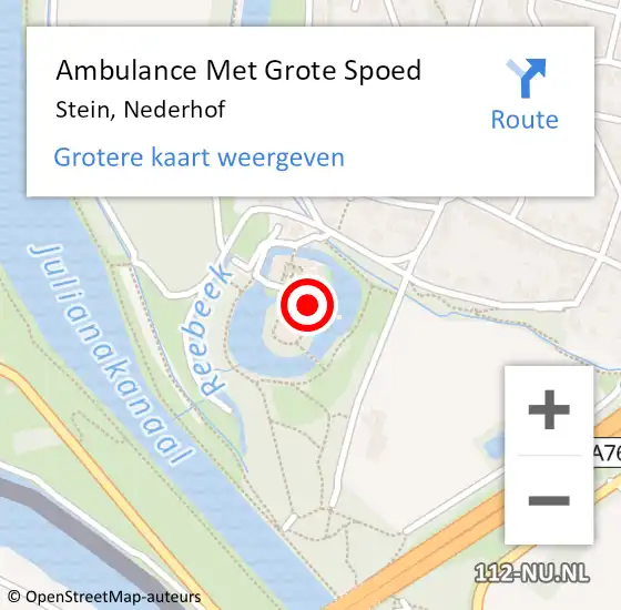 Locatie op kaart van de 112 melding: Ambulance Met Grote Spoed Naar Stein, Nederhof op 9 februari 2014 01:51