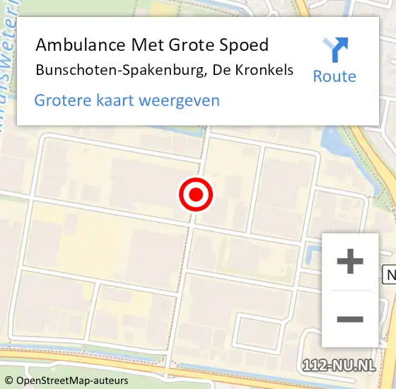 Locatie op kaart van de 112 melding: Ambulance Met Grote Spoed Naar Bunschoten-Spakenburg, De Kronkels op 7 december 2017 18:26