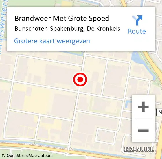 Locatie op kaart van de 112 melding: Brandweer Met Grote Spoed Naar Bunschoten-Spakenburg, De Kronkels op 7 december 2017 18:26