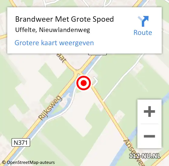 Locatie op kaart van de 112 melding: Brandweer Met Grote Spoed Naar Uffelte, Nieuwlandenweg op 7 december 2017 18:37