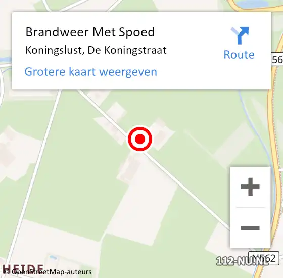 Locatie op kaart van de 112 melding: Brandweer Met Spoed Naar Koningslust, De Koningstraat op 7 december 2017 18:58