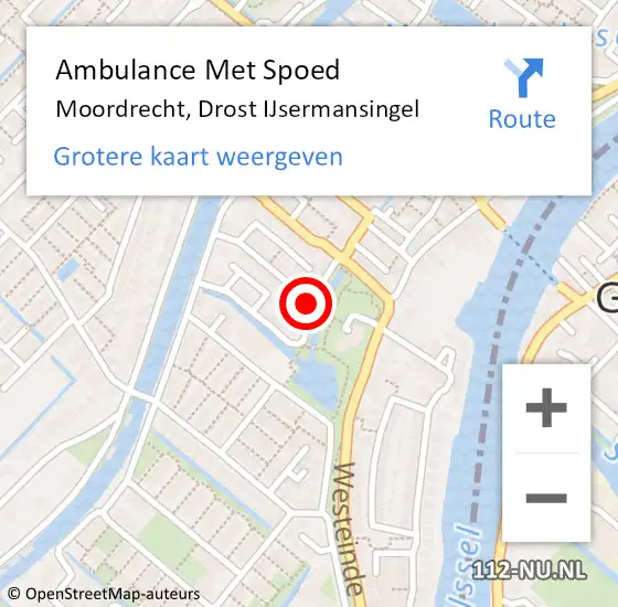 Locatie op kaart van de 112 melding: Ambulance Met Spoed Naar Moordrecht, Drost IJsermansingel op 7 december 2017 19:11