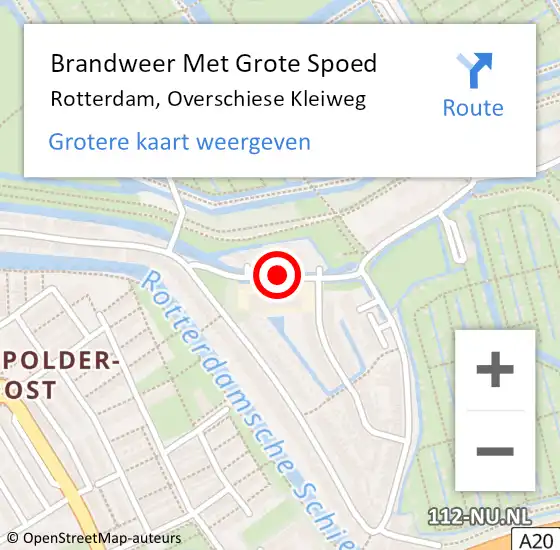 Locatie op kaart van de 112 melding: Brandweer Met Grote Spoed Naar Rotterdam, Overschiese Kleiweg op 7 december 2017 19:13